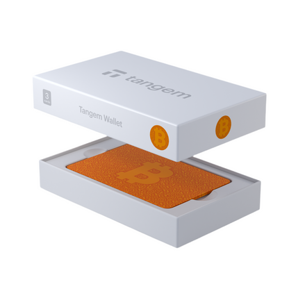 Tangem Wallet Bitcoin Edition in originele doos met BTC-logo