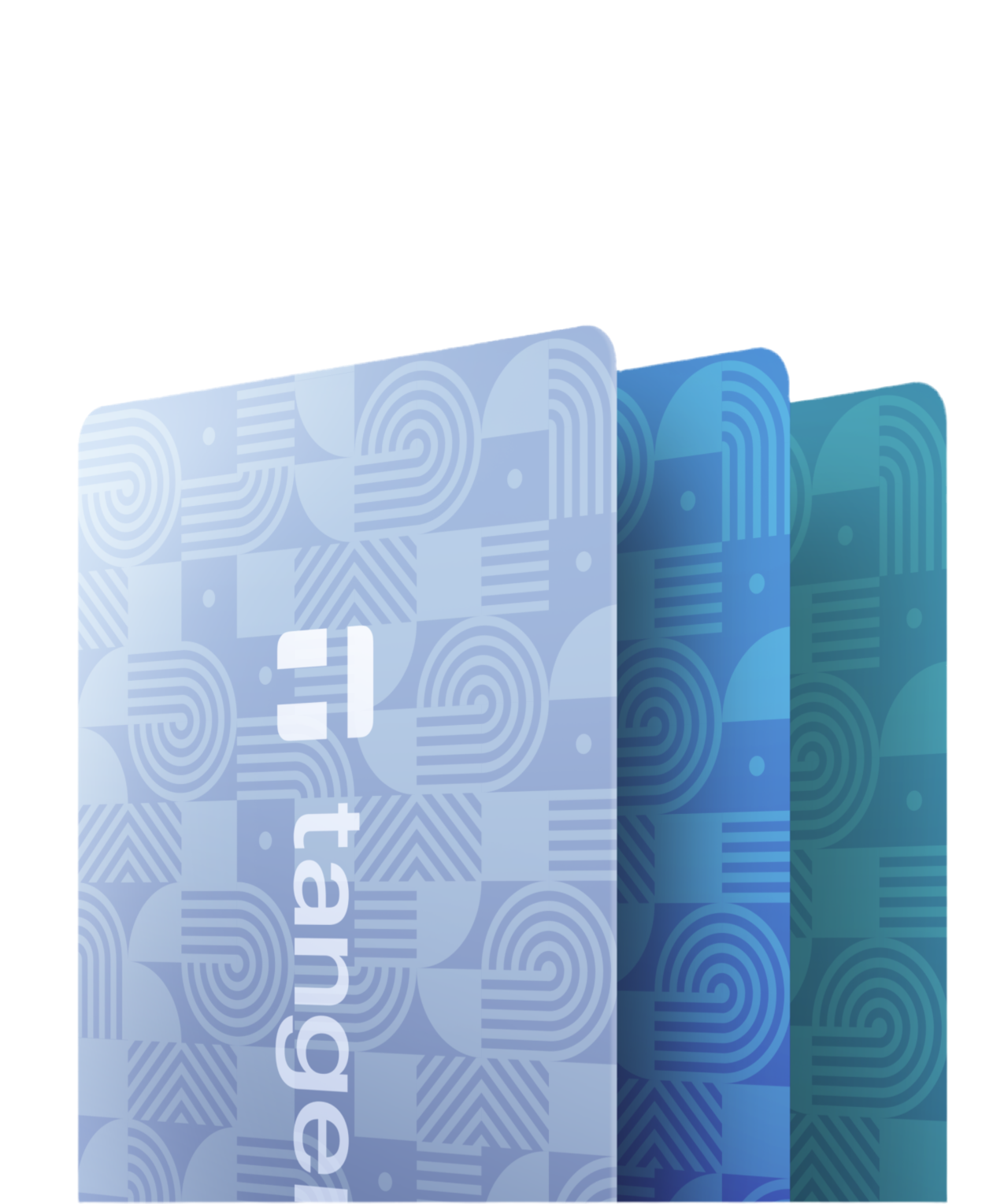 Tangem Shades of Winter – hardware wallet kaarten in waaier 